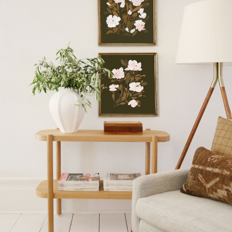 From artist Anee Shah, Terra Florets are a moody floral duo. Shop all of our floral art here!